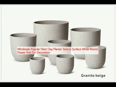 عمده فروشی Popular Fiber Clay Planter Texture سطح گلدان های گرد سفید برای تزئینات