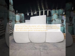 گلدان سفالی فیبری گرد سفید با طرح جناغی سبک وزن بادوام کم نگهداری گلدان گل دکوراسیون اداری ویلا تعطیلات پروژه محوطه سازی باغ