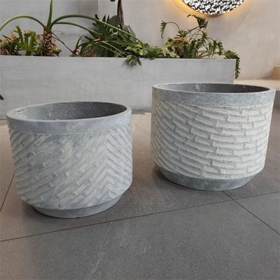 خرید بافت منحصر به فرد سطح فیبر خاکستری کاشتار مقاوم به یخ گلدان گرد گلدان با پایان مات / درخشان online manufacture