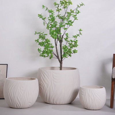 خرید neutral beige round fiber clay planter online manufacture