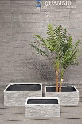 خرید گلدان رنگارنگ مستطیل فیبر خاکستری مدرن گلدان داخلی / خارجی ماندگار برای زمین سبز بزرگ آویزان برای مرکز خرید online manufacture