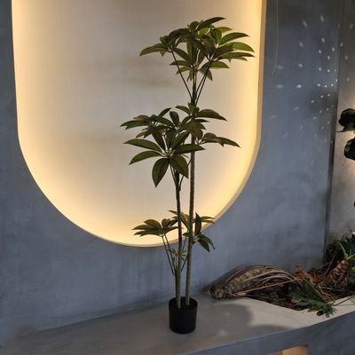 گیاه ساختگی 150 سانتی متری Schefflera با حفاظت از اشعه UV درخت فرن مصنوعی برای تزئینات داخلی خانه گیاهان مصنوعی